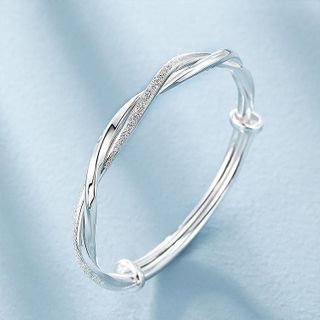 Vòng tay nữ bạc xoắn Mobius tối giản thanh lịch Vòng Tay Bạc Mobius