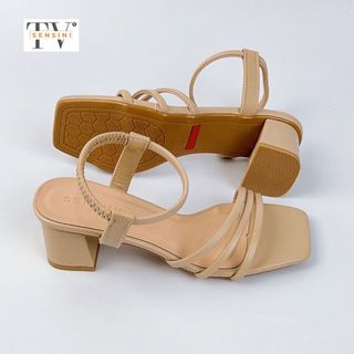 Sandal cao gót nữ size 35–43 quai mảnh gót vuông 5cm da mềm HN3052 – sỉ từ 5 đôi/màu