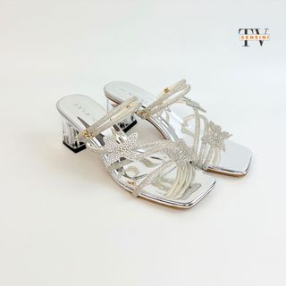 Sandal cao gót đính đá nữ size 35–43 gót mica 5cm mũi vuông HN3145 – sỉ từ 5 đôi/màu