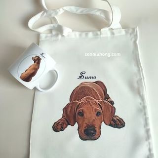 Combo Túi Tote Và Ly Sứ In Hình Theo Yêu Cầu – Con Hiu Hồng Gift