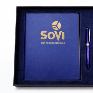Bộ Giftset: Sổ Da, Bút Ký (Xanh Navy)