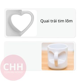 Ly Sứ Trắng Quai Tim Lõm Theo Yêu Cầu - In Cá Nhân Hóa Từ 1 Cái - Con Hiu Hồng Gift