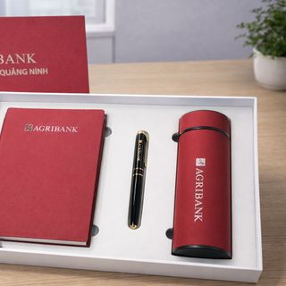 Bộ Giftset: Bình giữ nhiệt, Sổ tay, Bút ký (Agribank chi nhánh tỉnh Quảng Ninh)