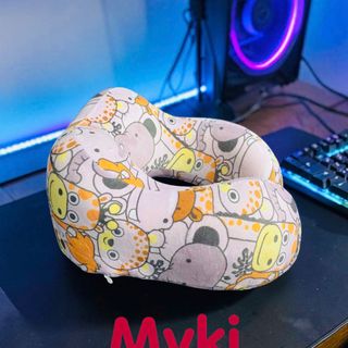 Gối Kê Cổ Du Lịch Cao Su Non Công Thái Học Thương Hiệu Myki, In Họa Tiết Phong Cách Cho Người Năng Động