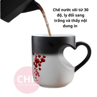 Ly Sứ Huyền Ảo Quai Lõm Tim Đổi Màu Theo Nhiệt Độ In Hình Theo Yêu Cầu - Con Hiu Hồng Gift