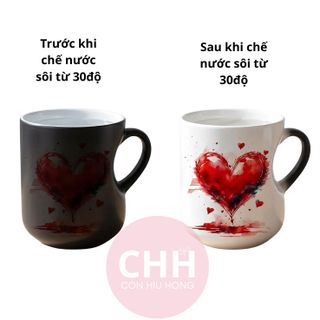 Ly Sứ Huyền Ảo Quai Lõm Tim Đổi Màu Theo Nhiệt Độ In Hình Theo Yêu Cầu - Con Hiu Hồng Gift