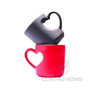 Ly Sứ Huyền Ảo Quai Lõm Tim Đổi Màu Theo Nhiệt Độ In Hình Theo Yêu Cầu - Con Hiu Hồng Gift
