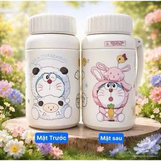 BÌNH GIỮ NHIỆT INOX HOẠ TIẾT DOREMON 1000ml CÓ KHAY LỌC TRÀ (T50)