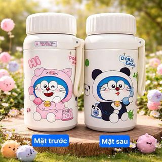 BÌNH GIỮ NHIỆT INOX HOẠ TIẾT DOREMON 1000ml CÓ KHAY LỌC TRÀ (T50)
