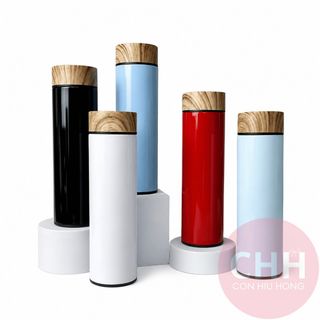 Bình Giữ Nhiệt Nắp Gỗ Bamboo Style 500ml - Lõi Inox 304 Cao Cấp