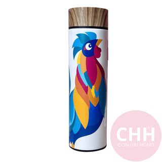 Bình Giữ Nhiệt Nắp Gỗ Bamboo Style 500ml - Lõi Inox 304 Cao Cấp