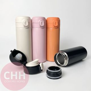Bình Giữ Nhiệt Nắp Bật Mini 420ml Lõi Inox 304 - Con Hiu Hồng Gift