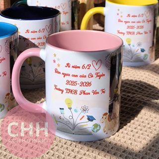Ly sứ song màu in hình học sinh kỉ niệm
