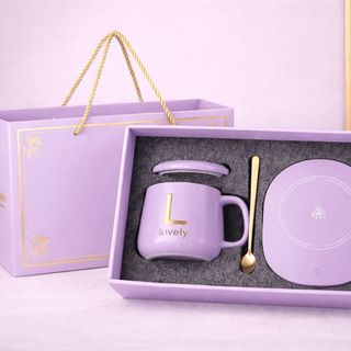 Bộ cốc sứ hâm nóng thông minh cao cấp (Kèm Đế Điện và Thìa Mạ Vàng)