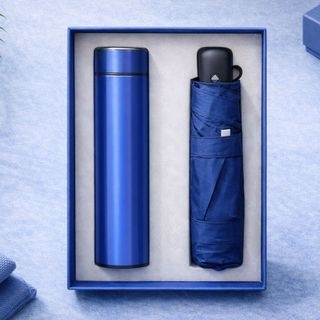 Bộ gift set dù và bình giữ nhiệt in logo doanh nghiệp