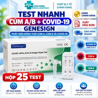 (Hoả tốc Hồ Chí Minh) Hộp 25 que thử cúm A/B, Covid Genesgin giá sỉ xuất hoá đơn