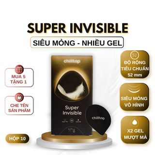 Bao cao su Siêu mỏng Nhiều Gel Chilltop Super Invisible hộp 10 cái