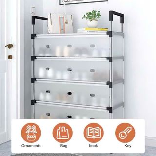 Giá/ Kệ Giày Dép Inox Có Vách Ngăn Chắn Bụi 5 Tầng