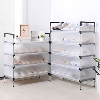Giá/ Kệ Giày Dép Inox Có Vách Ngăn Chắn Bụi 5 Tầng