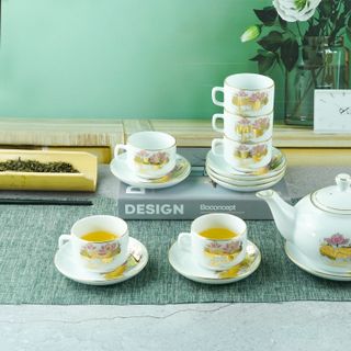 Bộ tách sứ bát tràng dáng 4 in theo yêu cầu