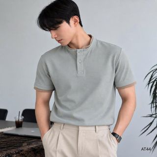 POLO CỔ TRỤ PHỐI LỚP NAM.  Form basic dễ mặc