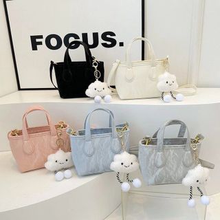 🧸 TÚI XÁCH NỮ ĐEO CHÉO DA NHUNG LOANG KÈM CHARM MÂY DỄ THƯƠNG WH354