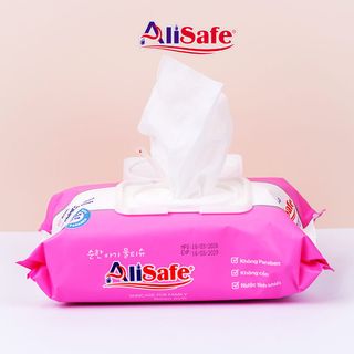 Khăn Giấy Ướt Alisafe - 100 tờ/gói - Thùng 10 gói - Không mùi - Không cồn - Không paraben