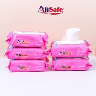 Khăn Giấy Ướt Alisafe - 100 tờ/gói - Thùng 10 gói - Không mùi - Không cồn - Không paraben