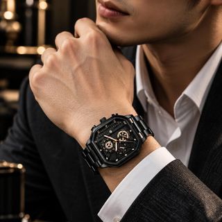 Đồng hồ nam mặt vuông đa tầng tone đen vàng hồng cá tính Đồng Hồ Nam Binda