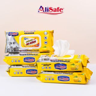 (Thùng 10 gói_ - Khăn Ướt Lau Bếp Đa Năng Alisafe - 50 tờ