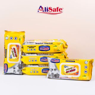(Thùng 10 gói_ - Khăn Ướt Lau Bếp Đa Năng Alisafe - 50 tờ