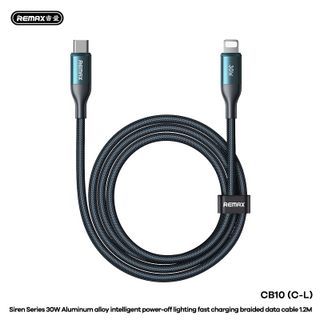 Cáp sạc tự ngắt thông minh REMAX CB10 C-L 30W Vỏ hợp kim nhôm, cáp bọc dây dù bện mật độ cao, sử dụng bền bỉ