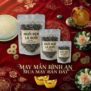 GÓI 100gr MUỐI ĐEN LÁ BƯỞI PHONG THUỶ CHIÊU TÀI (T100)