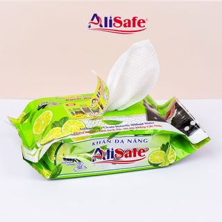 (Thùng 10 gói) - Khăn lau bếp - Khăn đa năng AliSafe - Hương chanh- Kích thước lớn - Gói 26 tờ - Kích thước siêu lớn: 330x240mm