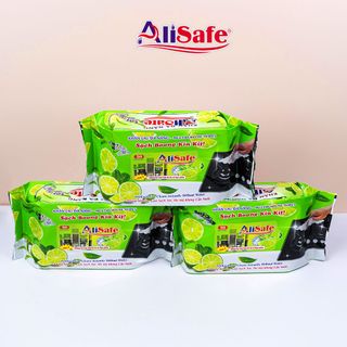 (Thùng 10 gói) - Khăn lau bếp - Khăn đa năng AliSafe - Hương chanh- Kích thước lớn - Gói 26 tờ - Kích thước siêu lớn: 330x240mm