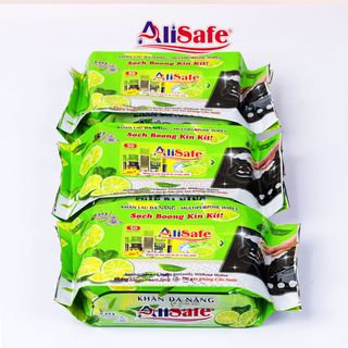 (Thùng 10 gói) - Khăn lau bếp - Khăn đa năng AliSafe - Hương chanh- Kích thước lớn - Gói 26 tờ - Kích thước siêu lớn: 330x240mm