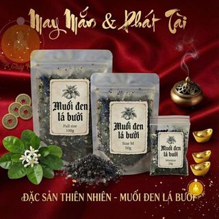 GÓI 50gr MUỐI ĐEN LÁ BƯỞI PHONG THUỶ CHIÊU TÀI (T100)