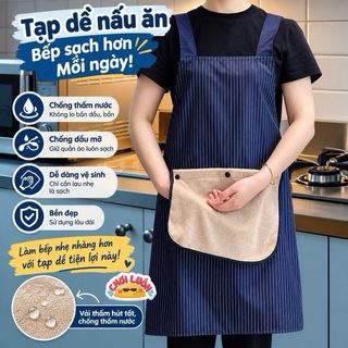 Tạp dề sọc Có kèm túi lau tay