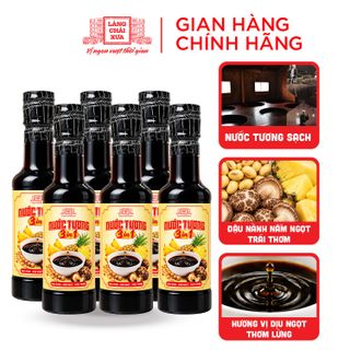 [Tặng nước tương Shiitake 125ml] Combo 6 chai Nước tương 3 trong 1 Làng Chài Xưa từ trái thơm nấm ngọt và đậu nành chai nhựa 250ml