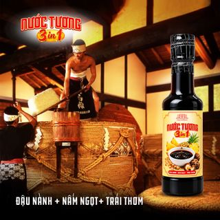 [Tặng nước tương Shiitake 125ml] Combo 6 chai Nước tương 3 trong 1 Làng Chài Xưa từ trái thơm nấm ngọt và đậu nành chai nhựa 250ml
