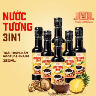 [Tặng nước tương Shiitake 125ml] Combo 6 chai Nước tương 3 trong 1 Làng Chài Xưa từ trái thơm nấm ngọt và đậu nành chai nhựa 250ml