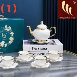 Bộ Ấm Chén Đĩa Kê Sóng Sứ Trắng 14-39 (THÙNG 12B)