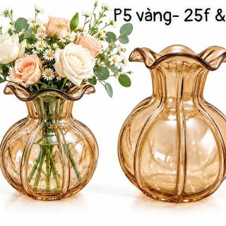 Lọ Hoa Thủy Tinh P5 Vàng 30cm Loe (THÙNG 12C)