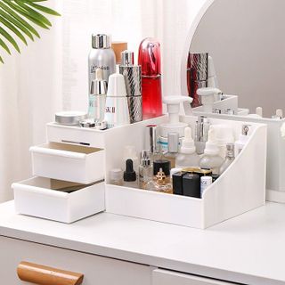 Kệ đựng mỹ phẩm đa năng bằng nhựa 2 ngăn kéo nhiều ô