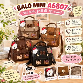 🌸 BALO NỮ A6807 – DÁNG MINI ĐÁNG YÊU, ĐI CHƠI CÀNG NỔI BẬT!