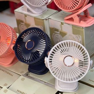 Quạt mini kẹp để bàn tích điện 5 mức độ gió 3 mức độ đèn pin 5000mah