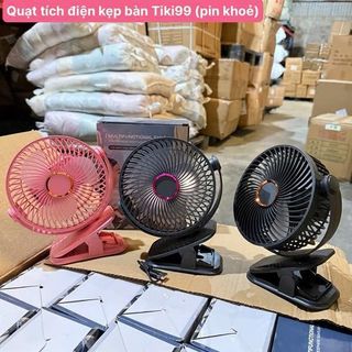 Quạt mini kẹp để bàn tích điện 5 mức độ gió 3 mức độ đèn pin 5000mah