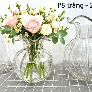 Lọ Hoa Thủy Tinh P5 Trắng 30cm Loe (THÙNG 12C)