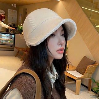 Nón bucket trơn lông Hàn Quốc có dây rút thoáng khí