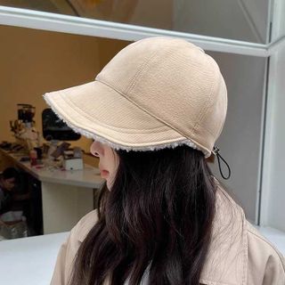 Nón bucket trơn lông Hàn Quốc có dây rút thoáng khí